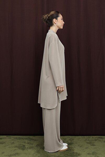 Puane Women's Basic Set with Snap Detail - 14391Tks - Beige