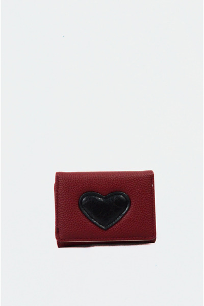 Mazel Design Mazel Red Women's Soft Leather Heart Detailed Imported Portfolio Wallet