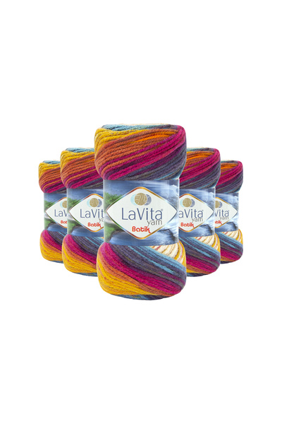LaVita Yarn Batik El Örgü İpi %100 Akrilik 500gr 5 ADET (DG01 SÜMBÜL)