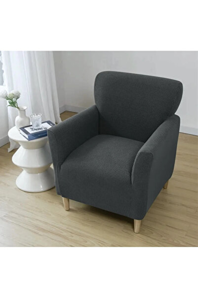 StarMall Streç Lastikli Esnek Yikanabilir Kare Desen Berjer Bir Kişilik Koltu...