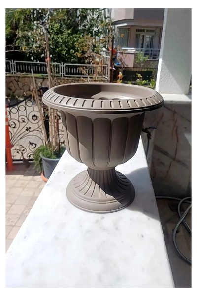 POLİVAHOME 47 cm Nergis Saksı 25,3Litre Mocha Ayaklı Plastik Çiçek Saksısı