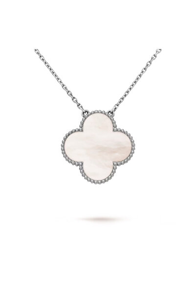 ElectraStore Colier Argintiu Floare Sidef Alb