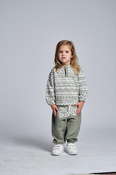 MiaBaby Ethnic Pattern Trousers Kangaroo Pocket 2 Piece Set