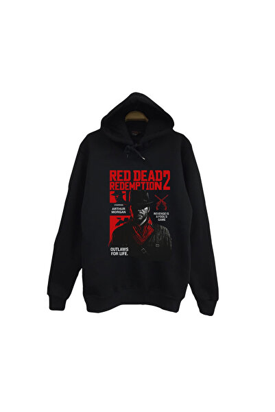 fame-stoned Red Dead Redemption 2 - Hanorac negru unisex cu glugă, 100% bumbac, cu imprimeu pentru jocuri