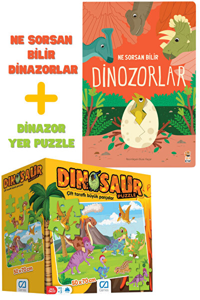 Sincap Kitap Ne Sorsan Bilir Dinozorlar Kitabı + Ca Games 24 Parça Dinozor Pu...