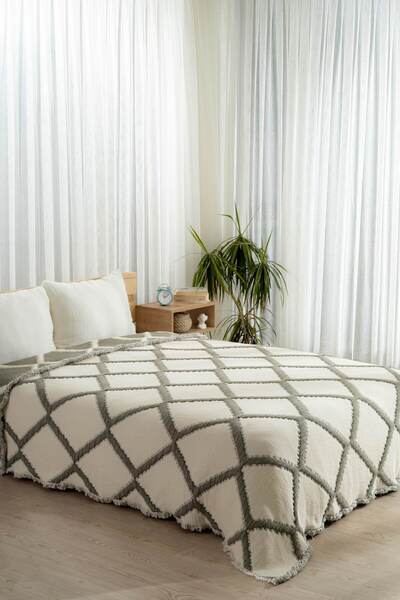 MYLASA HOME Muslin 7-Layer Diamond Patterned (Jacquard) Quilt Double Size 240X260Cm