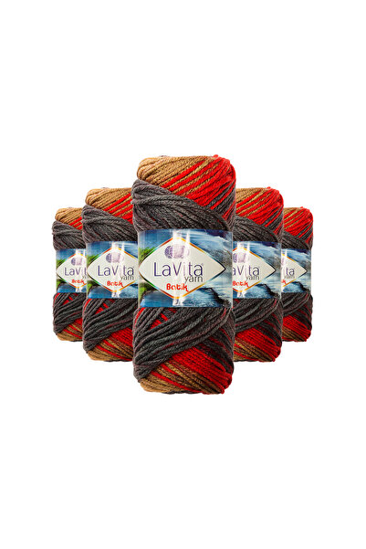 LaVita Yarn خيط تريكو يدوي من الباتيك 100% أكريليك 500 جرام 5 قطع (DG06 GÜNEB...
