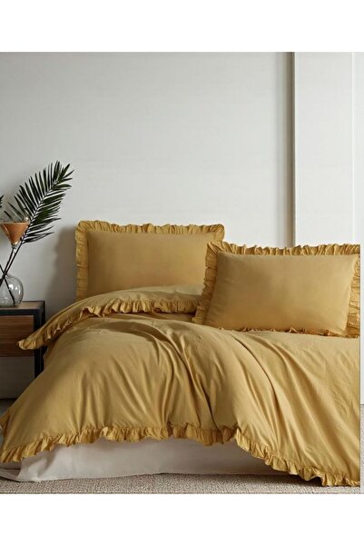 shules collection ΣΕΤ ΠΑΠΛΩΜΑΤΟΣ ΔΙΠΛΟΥ ΚΡΕΒΑΤΙΟΥ OXIDE YELLOW 100% βαμβακερό...