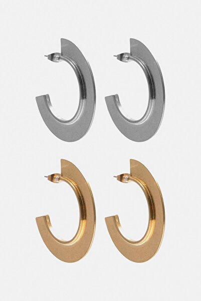 Pull & Bear 2 Çift Düz Halka Küpe Paketi