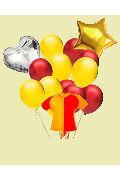 Evabrite Fan Yellow Red Jersey Shaped Foil Balloon Set - Heart and Star Birthday Party Set