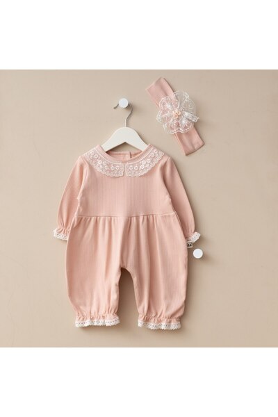Minimus Newborn Baby Girl Cotton Baggy Cut Lace Romper Set with Bandana Hospital Release Gift