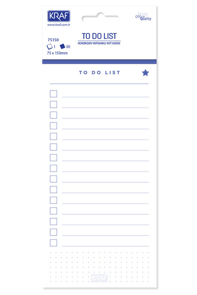 KRAF Adhesive Note Paper to Do List - to Do List 75X150 30 Sheets