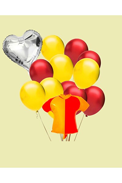 Evabrite Fan Yellow Red Jersey Shaped Foil Balloon Set - Heart Birthday Party Set
