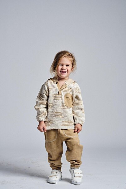 MiaBaby Unisex Etnik Desen Kapşonlu 2'li Takım