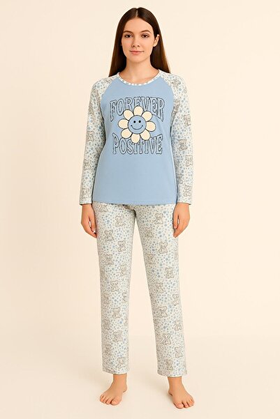 UESKİDS Women's Blue Pajama Set