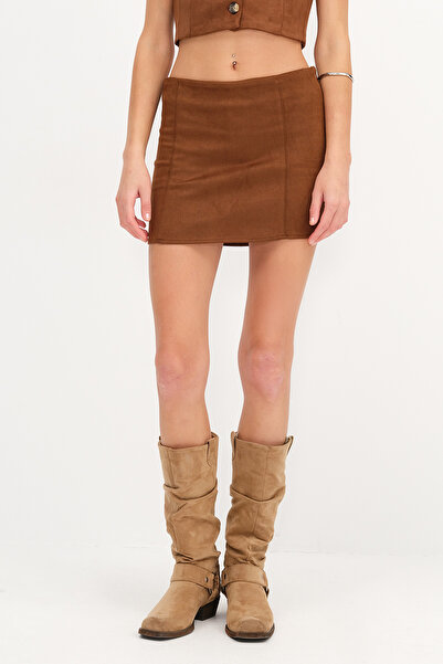 Addax Μίνι φούστα σουέτ E17572