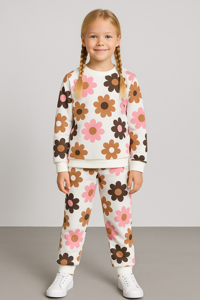 minikiss Seasonal Printed Top and Bottom Girls' Double Set