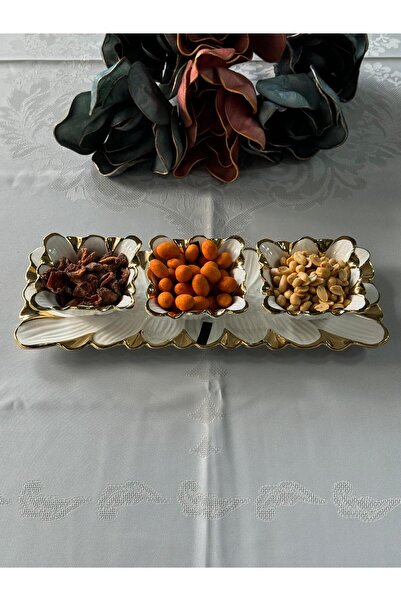 Meri Ev Gereçleri Flora Gold Bowl Presentation Set of 3