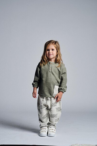 MiaBaby Unisex Etnik Desen Düğmeli 2'li Takım