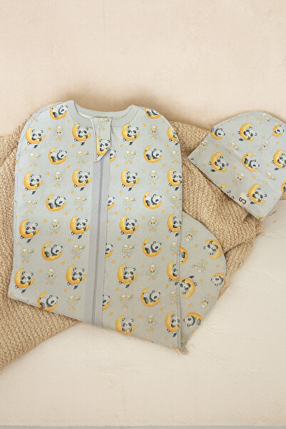 EGŞ Baby Kids Panda Pattern Swaddle and Hat