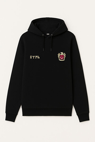 MODA هوديي مطبوع عليه نص تركي بخط بوزكورت غويكتورك، أسود اللون، للبالغين والأ...