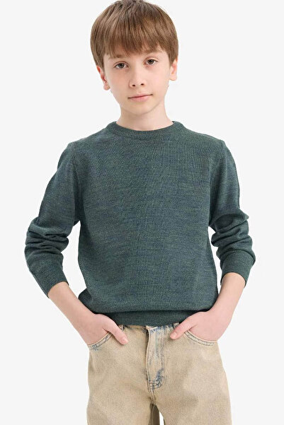 DeFacto Crew Neck Knitwear Khaki Boys Sweater A4992A8/Kh73
