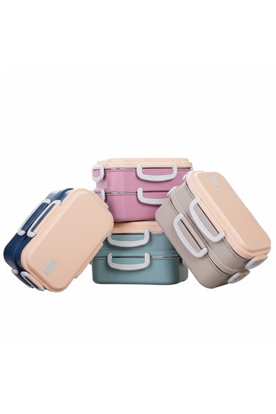 Titiz Plastik Karma 2-Piece Heatable Steel Lunch Box – 3 Compartments |   Spoon-Fork Included