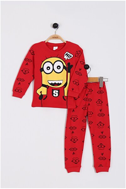 BEBENAZ pamuklu renkli minyonlar karekrerli çoçuk pijama takımı