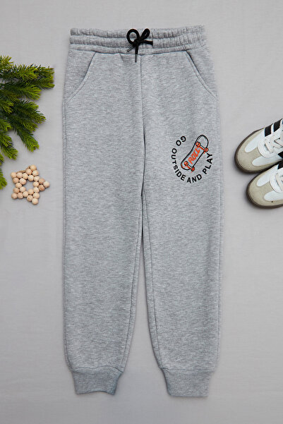 Fulla Moda 3 İplik Kaykay Baskılı Jogger Erkek Çocuk Eşofman Altı
