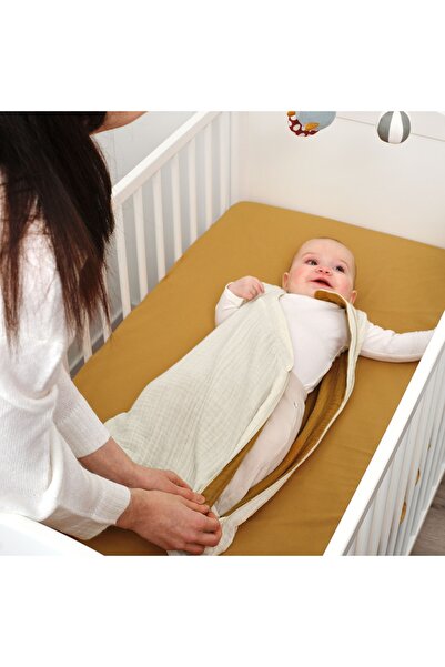 IKEA Muslin Sleeping Bag, Beige-Dark Yellow, 0-6 Months, 100% Cotton
