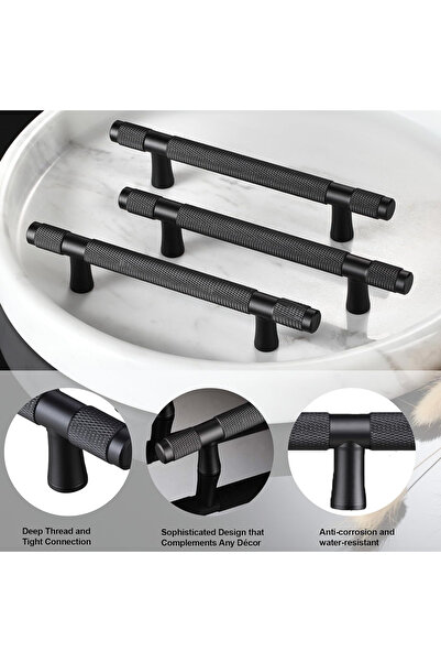 OEM Black round zinc handle, length 192 mm between holes, 5 pieces