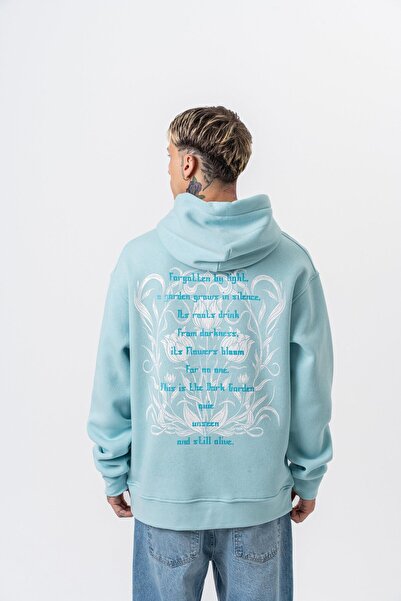 Respire Ανδρικό φούτερ με κουκούλα με στάμπα Garden Oversize Hoodie Baby Blue