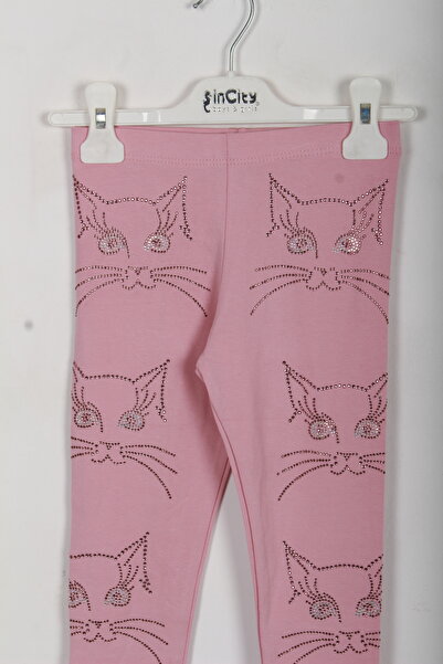 incity Girl's Cat Stone Detailed Leggings