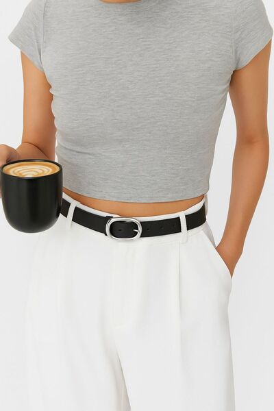 Çantacımstore Women's Faux Leather Belt Black with O Silver Buckle