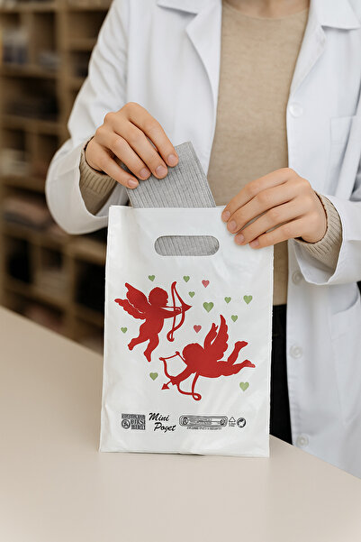 Özkan Ambalaj Temizlik 20x30 Cm 0 No Blok Beyaz Desenli Hediye Poşeti 1 Paket 100 Adet