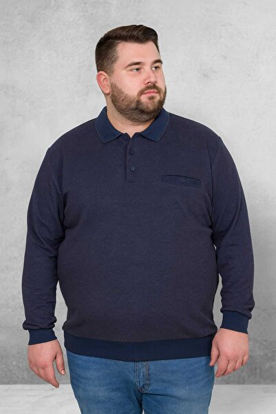 ÖZ BARLA TRİKO Plus Size Collared Pocketed Sand-Patterned Thessaloniki Baba Sweater [Cotton Top Quality Grammage Thick Product]