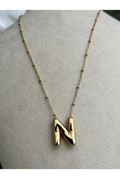 ASLI AKSESUAR Gold Balon Harfli Çelik Kolye