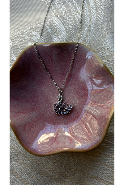 Arbeas Jewelry Swar Kuğu Kolye Mor