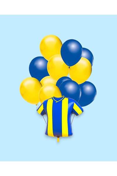 Evabrite Fan Yellow Navy Blue Jersey Shaped Foil Balloon Set - Foil Balloon Birthday Party Set