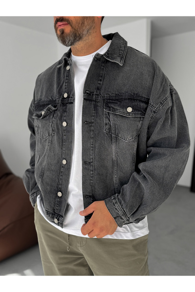 BYBASICMAN Anthracite Buttoned Denim Jacket Yp-4011