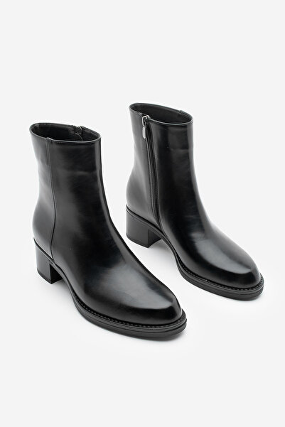 Marjin Women's Zippered Thick Heel Daily Boots Zuvita Black