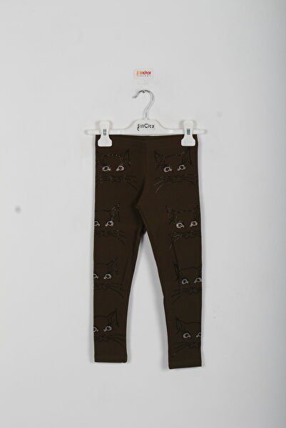 incity Girl's Cat Stone Detailed Leggings