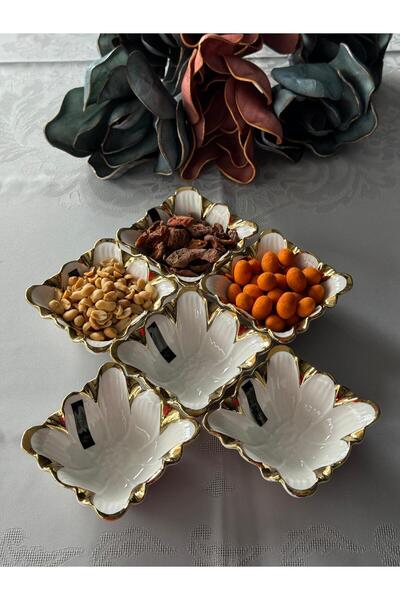 Meri Ev Gereçleri Flora Gold 6-Piece Bowl Set with Snack Bowl