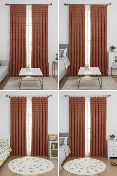 Madame Dower Wave Collection Tile 2-Piece Background Curtain 1X3 Most Frequently Pleated – Special Texture, Ready to Use