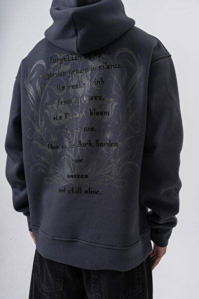 Respire Ανδρικό φούτερ με κουκούλα με στάμπα Garden Oversize Smoked