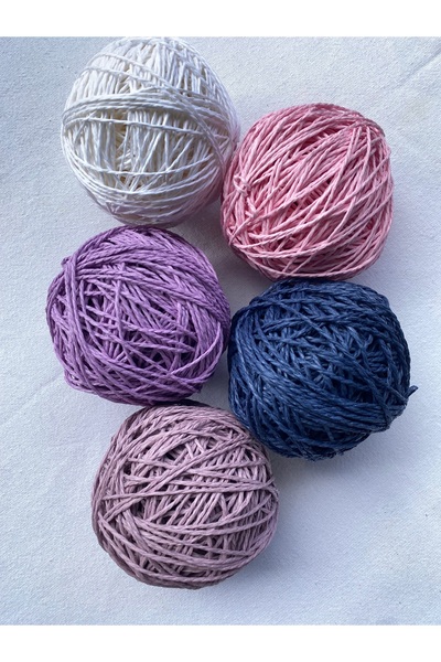 Mai Handmade Hobby ve Örgü Evi Doğal kağıt ip çanta ipi 5’lı set örgü ipi