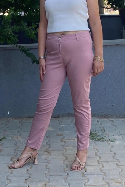 Mia Butik Women's Powder Pink Flared Leg Pants