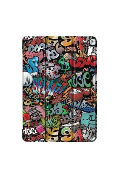 SOHO Husă tip carte compatibilă cu iPad 10 2022, 10,9 inci, piele, design graffiti, multicoloră