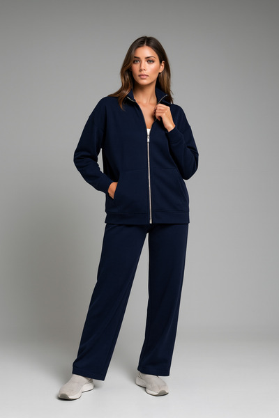 şuranur Women's Plus Size Zipper Long Sleeve Casual Daily Stand Collar Tracksuit Set