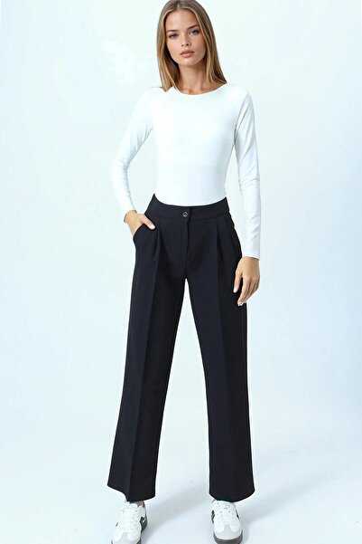 VAGGON Double Pocket Button Closure Palazzo Pants